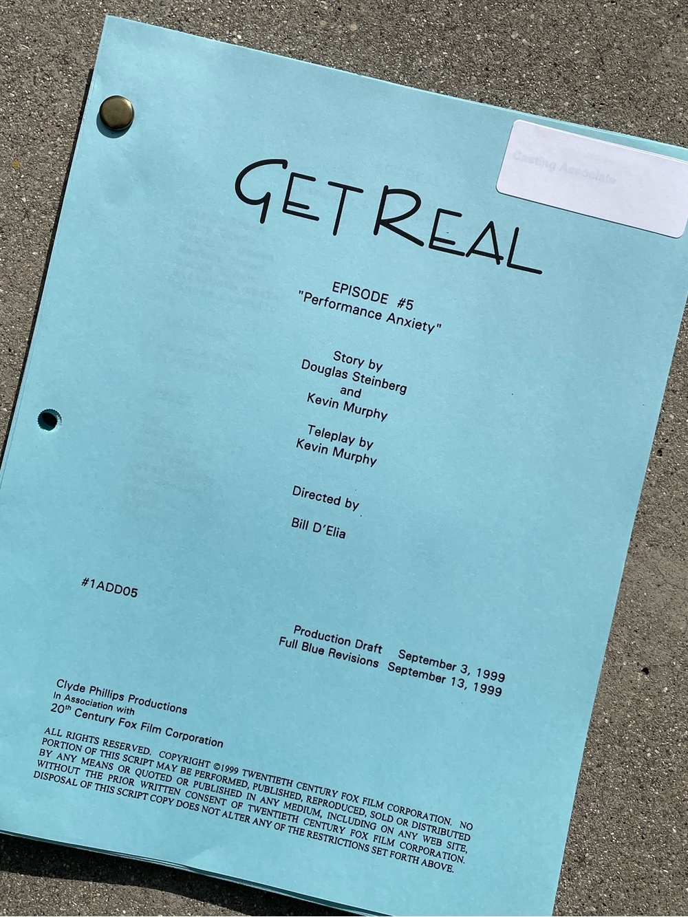 Get Real 90s TV Series Anne Hathaway Jesse Eisenberg Production Used Script 5